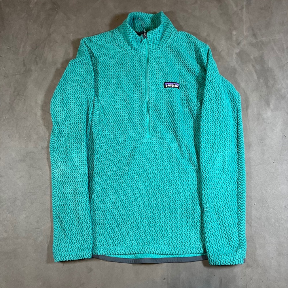 Patagonia R1 Air Zip Neck Pullover Womens Medium Teal Zigzag Fleece